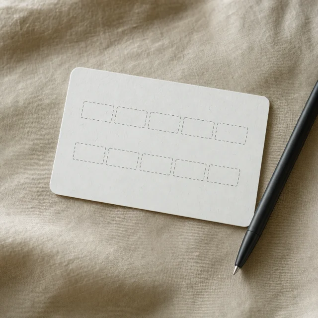 Blanco papierherstelkaart met lege woordvelden